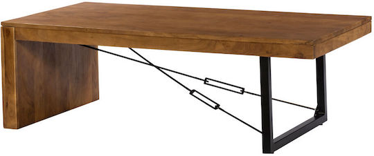 Rectangular Central Coffee Table Wire Made of Solid Walnut Wood Black M120xW60xH40cm