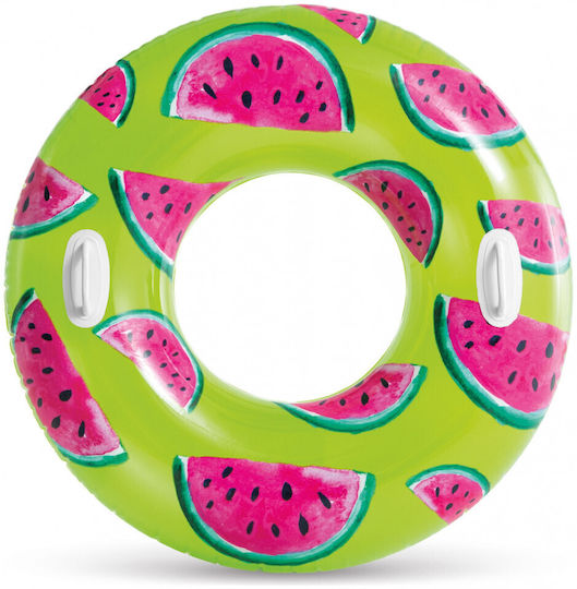 Intex Tropical Fruit Kids' Swim Ring with Handles and Diameter 170cm. from 9 Years Old Green Καρπούζι