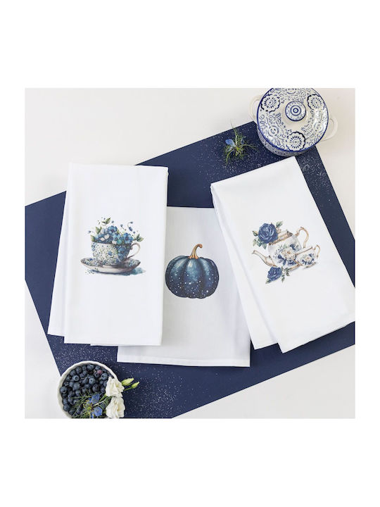 Borea Tea Towel from 100% Cotton in White Color 50x70cm 3pcs