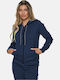 Damen Sweatshirtjacke Kapuzen Dark blue