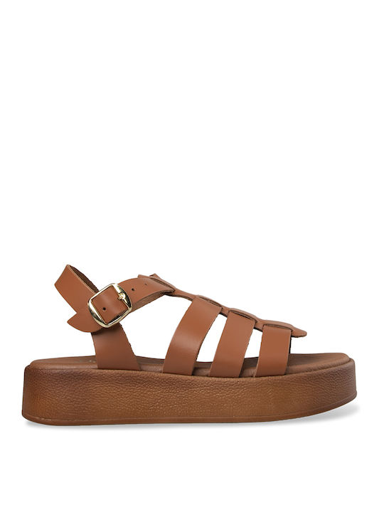 Tsouderos Shoes Women's Flat Sandals in Brown Color