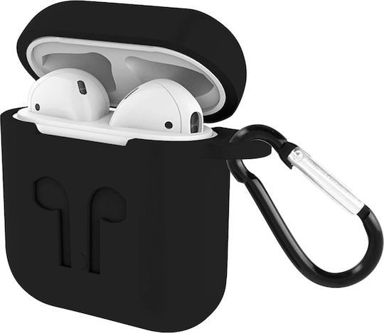 Soft Case Airpods 1 2 Anti-fingerprint Anti-scratch Carabiner Black