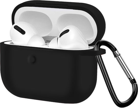 Soft Case for Apple AirPods Pro Anti-fingerprint Anti-scratch with Carabiner Black
