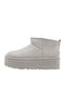 Classic Ultra Mini Platform Wildleder Stiefeletten Damen mit Pelz Weiß