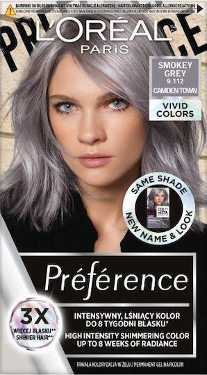L'Oreal Paris Preference Vivid Hair Βαφή Μαλλιών 9.112 Smokey Grey 60ml