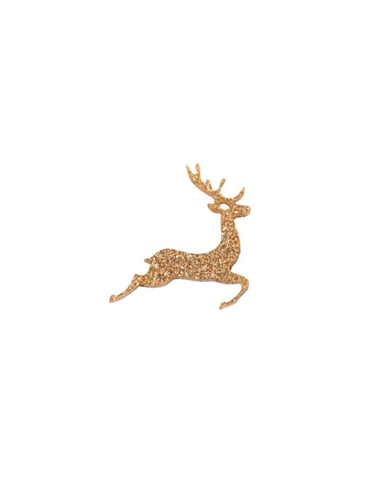 Glitter Reindeer Plexiglass Hanging Ornament 41x40mm Gold