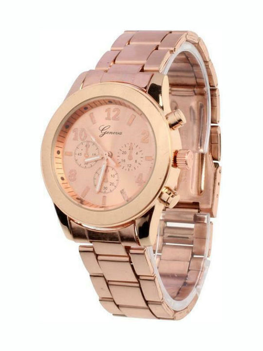 PS Silver Women's Watch with Pink Gold Metal Bracelet
