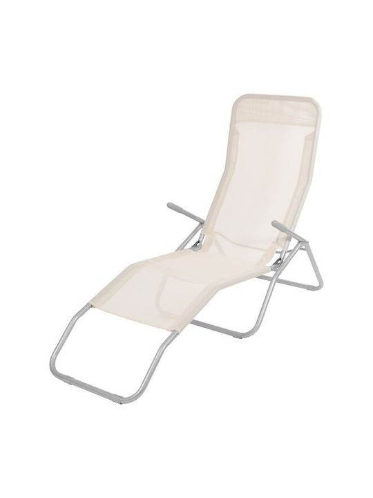 Deckchair with Textilene Fabric Beige 140x60x95cm.