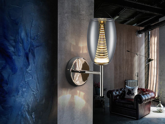 Nebula Lamp Wall with Integrated LED and Warm White Light Silver 12x30cm