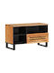 TV Stand Made of Metal and Solid Wood Brown M80xD34xH46cm
