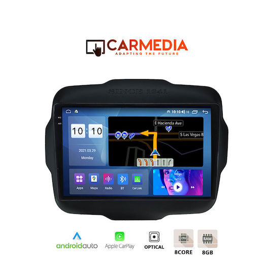 Carmedia Ηχοσύστημα Αυτοκινήτου για Jeep Renegade 2014+ (Bluetooth/USB/WiFi/GPS/Apple-Carplay/Android-Auto) με Οθόνη Αφής 9.5"