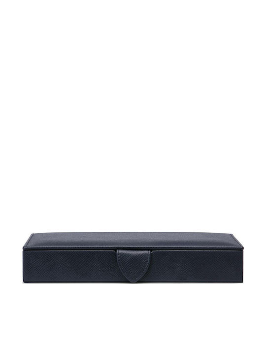 Smythson Cufflink Box Navy Leather Case