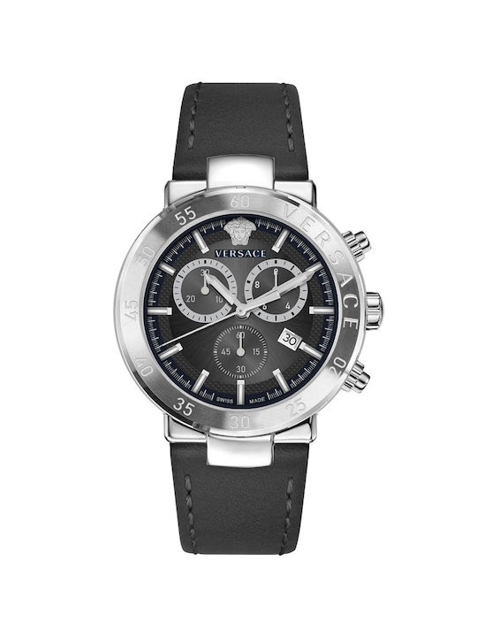 Versace Urban Mystique Watch Chronograph Battery with Black Leather Strap