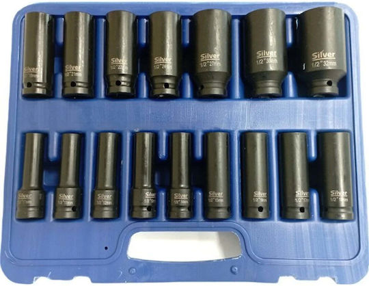 Set Impact Sockets 1/2" 16pcs Silver