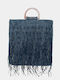 Strohtasche mit Fransen in Marineblau Einheitsgröße