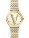Versace Virtus Women's Watch Chronograph with Gold Metal Bracelet
