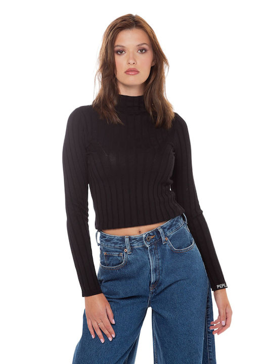 Pepe Jeans Women's Long Sleeve Sweater Turtleneck Black