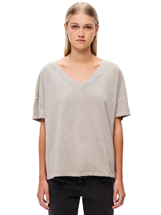 Dirty Laundry Damen Oversized T-shirt mit V-Ausschnitt Gray