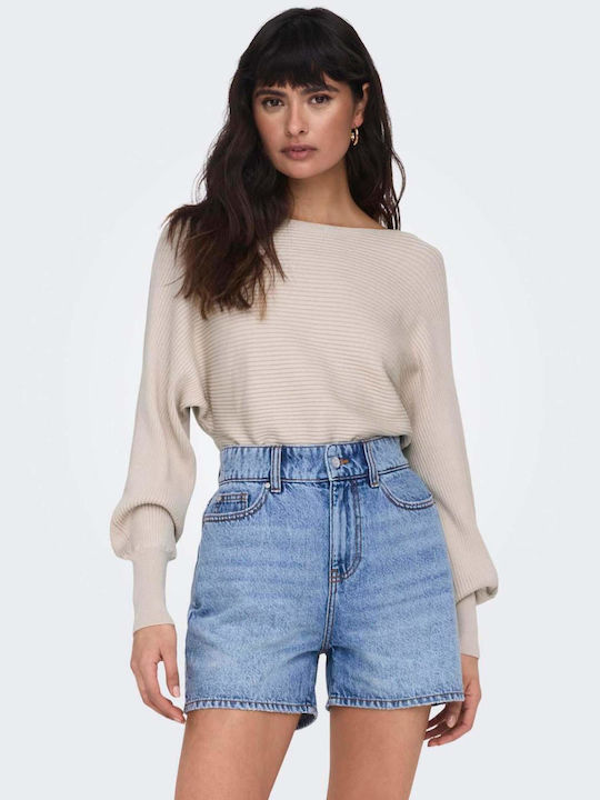 Only Damen Langarm Pullover Ecru