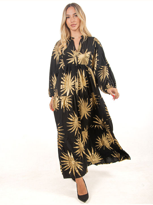 Dress with Gold Leaves Black