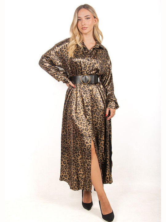 Oversized Leopard Shirt Dress