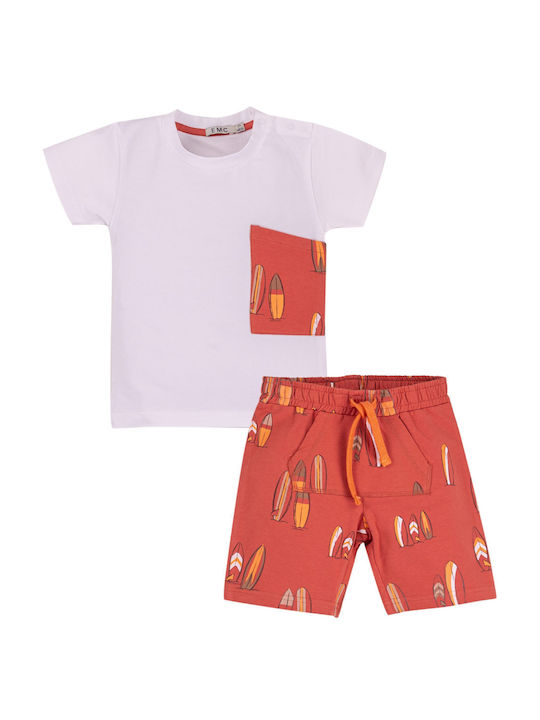 EMC Kids Set with Shorts Summer 2pcs White - Orange