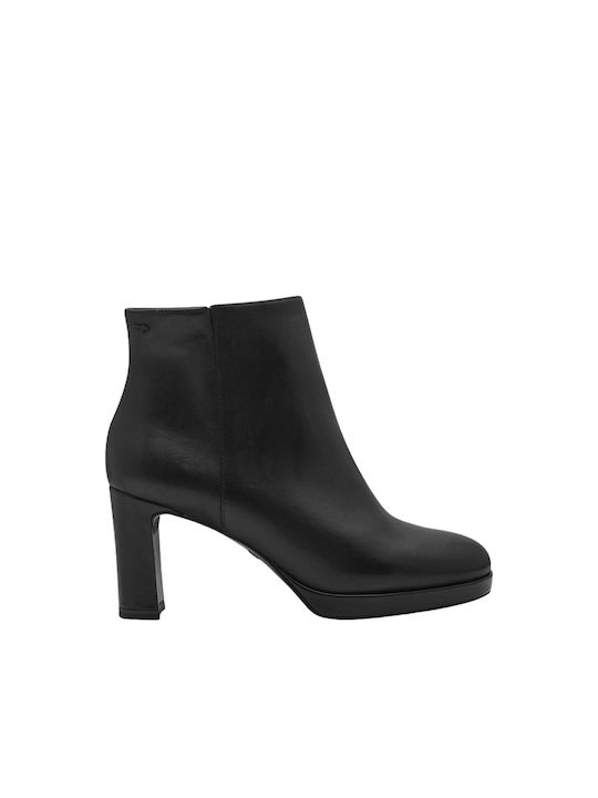 Tamaris Leather Women's Ankle Boots with High Heel Black