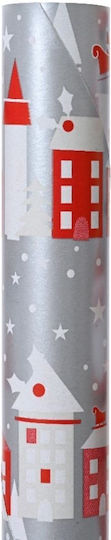 Hârtie de împachetat de Crăciun Case Argintii 70x200cm 306.001.0660.02