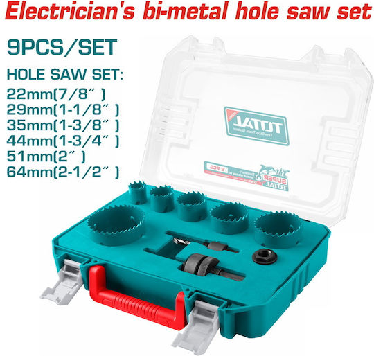 Total Diamond Hole Saw Set HSS for Metal and Plastic 1200gr