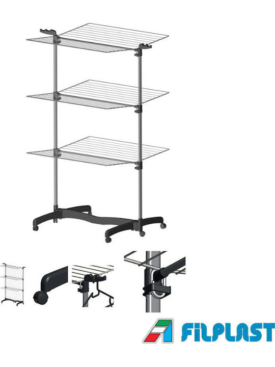 Filplast Aluminum Folding Floor Clothes Drying Rack with Hanging Length 40m