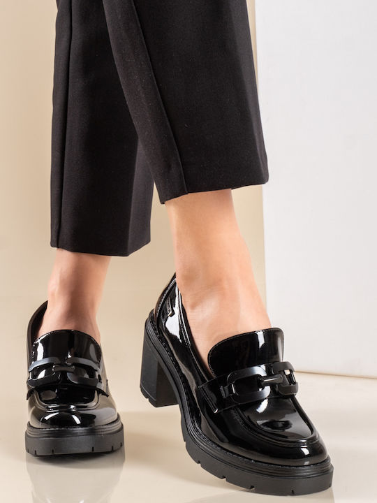 Patent Leather Women's Loafers in Black Color