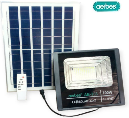 Aerbes Слънчев LED Προβολέας 100W με Αισθητήρας Κίνησης και Τηλεχειριστήριο