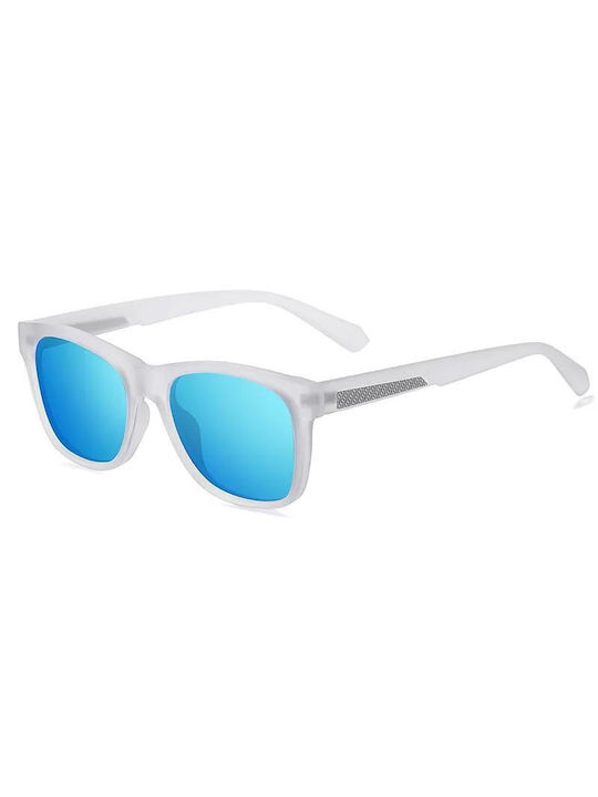 Polareye Sunglasses with Gray Plastic Frame and Blue Polarized Mirror Lens