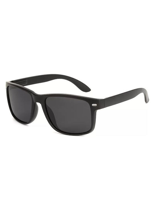 Polareye Men's Sunglasses with Black Plastic Frame and Black Polarized Lens