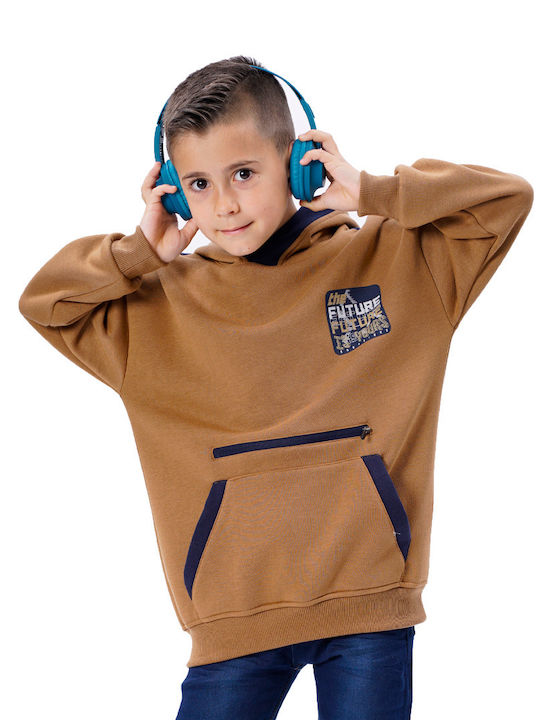 Energiers Kids Sweatshirt with Hood and Pocket Tabac Brown