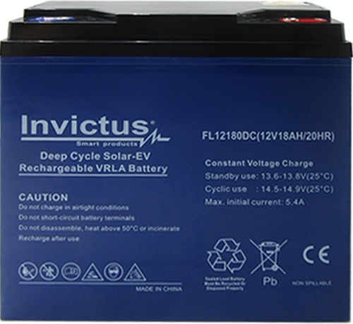 Invictus Μπαταρία UPS με Χωρητικότητα 18Ah και Τάση 12V 07.02.0184 1τμχ