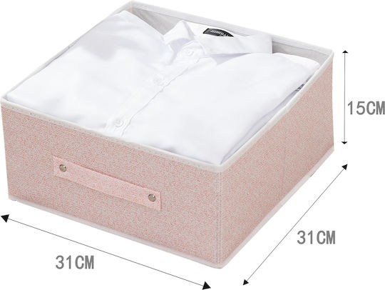 Tpster Fabric Storage Box For Clothes in Pink Color 31x31x15cm 1pcs