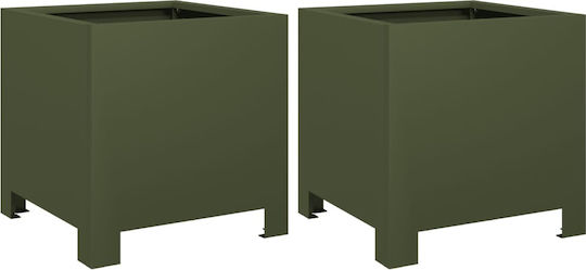 vidaXL Set 2 Metallische Blumenkästen Limette 30cm