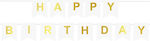 Banner "happy Birthday" Λευκό Χρυσά Γράμματα