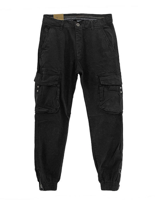 Ustyle Men's Trousers Cargo Elastic Black