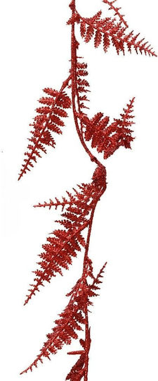 Christmas Garland Fern Leaves Glitter Red 180cm 306.035.0019.07