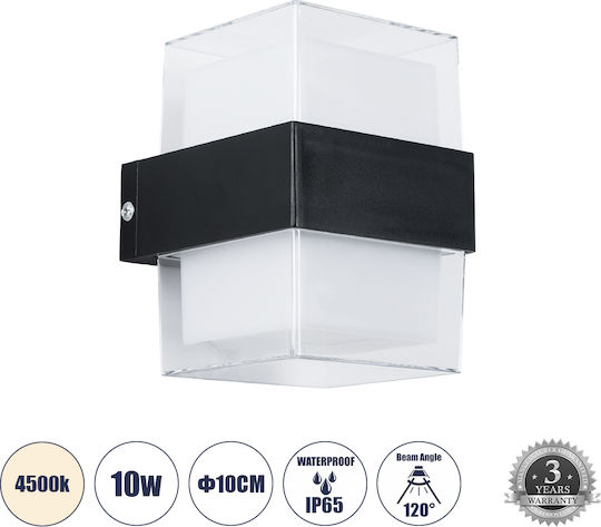 GloboStar Empire Επιτοίχιο Εξωτερικό Σποτ LED IP65 10W με Φυσικό Λευκό Φως Διπλής Δέσμης