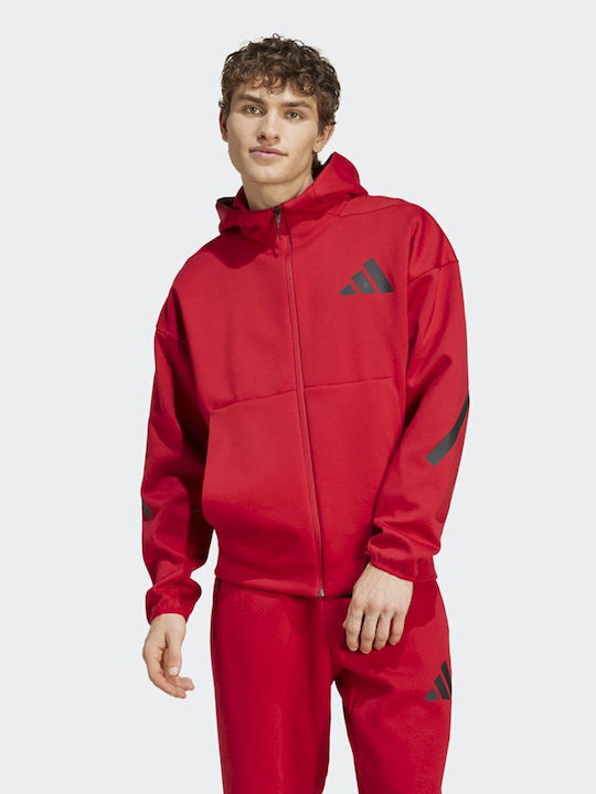 Adidas Z.n.e Men s Sweatshirt Jacket with Hood Red JF6540