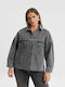 Lang Damen Jeansjacke Schwarz