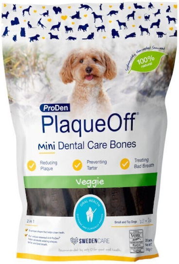 PlaqueOff Mini Dental Care Bones с вкус на зеленчуци 340gr Зъбно Стик Куче за Малки породи 340гр 20бр