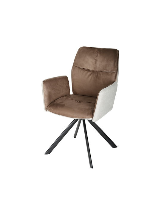 Nelia Dining Room Velvet Chair Brown 58.5x62.5x89cm