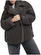 Gertrude Short Teddy Coat Γυναικείο μαύρο Ημίπαλτο Teddy με Κουμπιά
