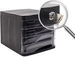 Ark Plastic Drawer Black 4 Transparent Drawers A4+ Key H27x29x36cm