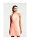 Esme Summer Mini Evening Satin Dress Peach