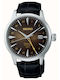Seiko Time Herrenuhr Batterie mit Schwarz Lederarmband